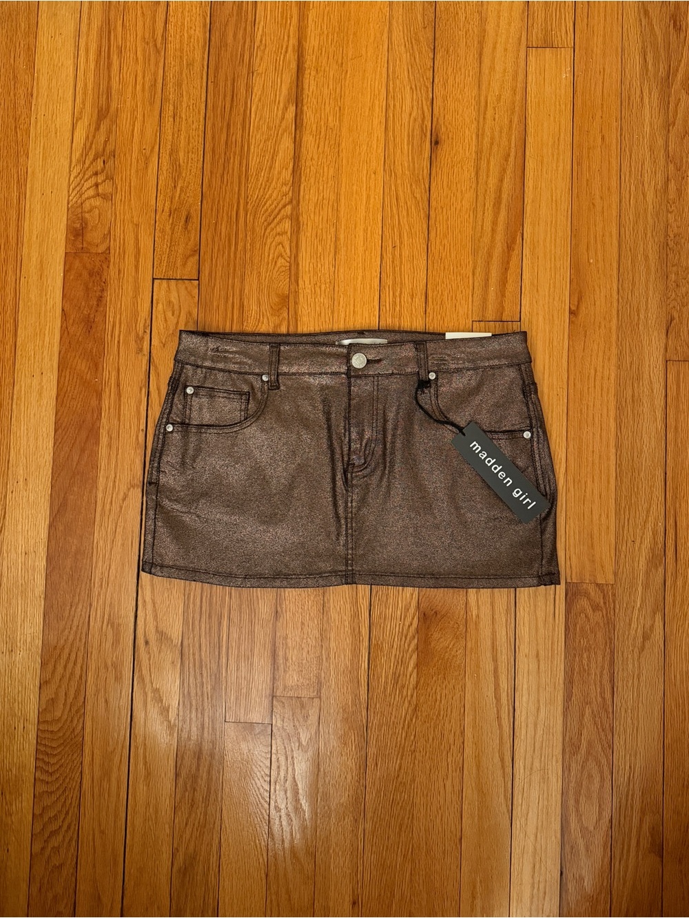 Madden Girl Shimmery Bronze Mini Skirt